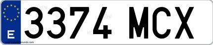 Ejemplo de matrícula española 3374 MCX