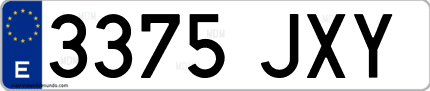 Ejemplo de matrícula de coche ordinaria 3375 JXY