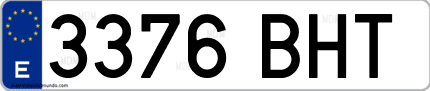 Ejemplo de matrícula de coche ordinaria 3376 BHT