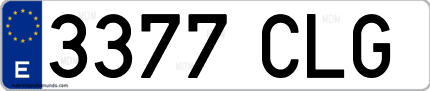 Ejemplo de matrícula de coche ordinaria 3377 CLG