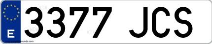Ejemplo de matrícula española 3377 JCS