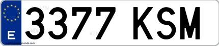 Ejemplo de matrícula española 3377 KSM