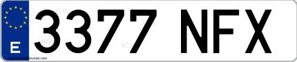Ejemplo de matrícula española 3377 NFX
