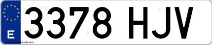Ejemplo de matrícula española 3378 HJV