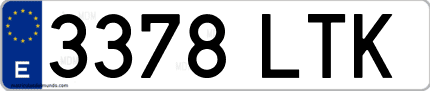 Ejemplo de matrícula de coche ordinaria 3378 LTK