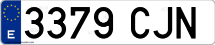 Ejemplo de matrícula de coche ordinaria 3379 CJN