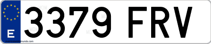 Ejemplo de matrícula de coche ordinaria 3379 FRV