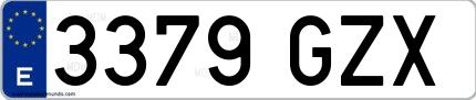 Ejemplo de matrícula española 3379 GZX