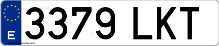 Ejemplo de matrícula de coche ordinaria 3379 LKT