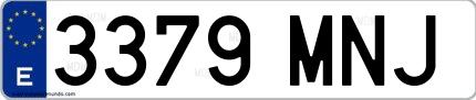 Ejemplo de matrícula española 3379 MNJ