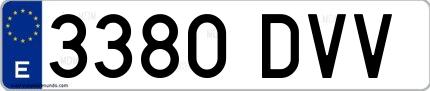 Ejemplo de matrícula española 3380 DVV
