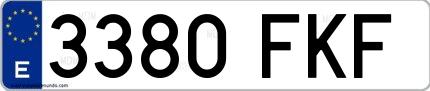 Ejemplo de matrícula española 3380 FKF