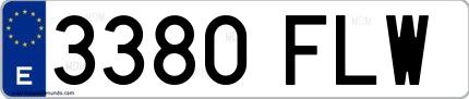 Ejemplo de matrícula española 3380 FLW