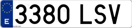 Ejemplo de matrícula española 3380 LSV