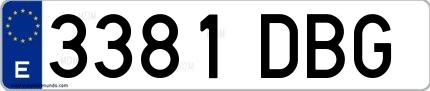 Ejemplo de matrícula española 3381 DBG