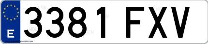 Ejemplo de matrícula española 3381 FXV