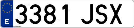 Ejemplo de matrícula de coche ordinaria 3381 JSX