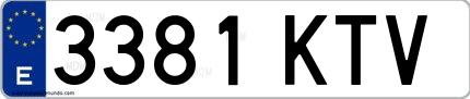Ejemplo de matrícula española 3381 KTV