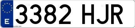 Ejemplo de matrícula española 3382 HJR