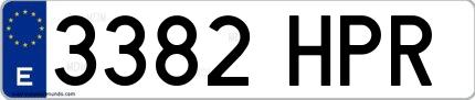 Ejemplo de matrícula española 3382 HPR