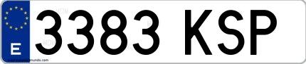 Ejemplo de matrícula española 3383 KSP