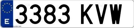 Ejemplo de matrícula española 3383 KVW