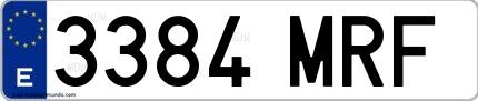 Ejemplo de matrícula española 3384 MRF