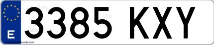 Ejemplo de matrícula española 3385 KXY