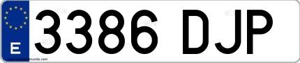 Ejemplo de matrícula española 3386 DJP