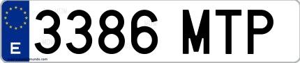 Ejemplo de matrícula española 3386 MTP