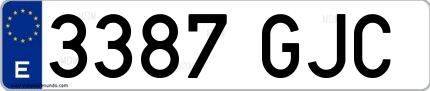 Ejemplo de matrícula española 3387 GJC