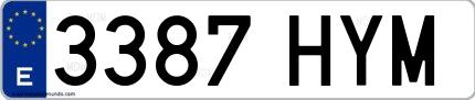 Ejemplo de matrícula española 3387 HYM