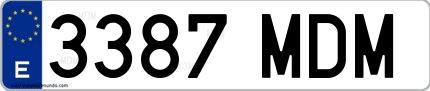 Ejemplo de matrícula española 3387 MDM