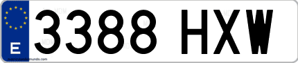 Ejemplo de matrícula de coche ordinaria 3388 HXW
