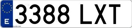 Ejemplo de matrícula española 3388 LXT