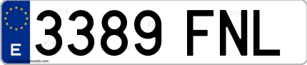 Ejemplo de matrícula de coche ordinaria 3389 FNL