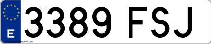 Ejemplo de matrícula española 3389 FSJ