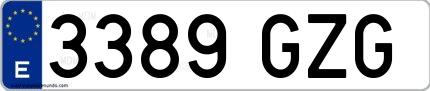 Ejemplo de matrícula española 3389 GZG