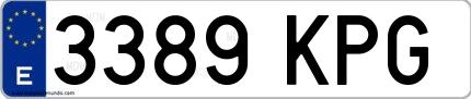 Ejemplo de matrícula española 3389 KPG