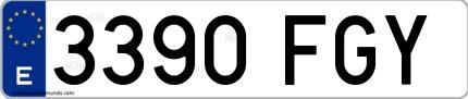 Ejemplo de matrícula española 3390 FGY