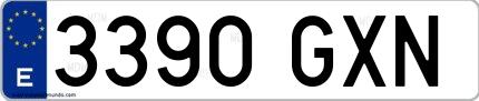 Ejemplo de matrícula española 3390 GXN