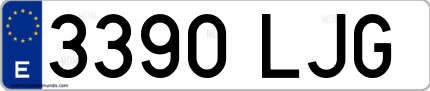 Ejemplo de matrícula de coche ordinaria 3390 LJG
