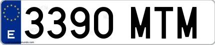 Ejemplo de matrícula española 3390 MTM