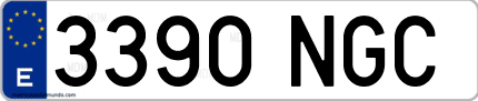 Ejemplo de matrícula de coche ordinaria 3390 NGC