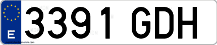 Ejemplo de matrícula de coche ordinaria 3391 GDH