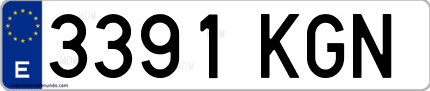 Ejemplo de matrícula de coche ordinaria 3391 KGN