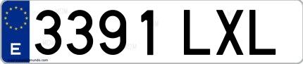 Ejemplo de matrícula española 3391 LXL