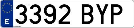 Ejemplo de matrícula española 3392 BYP