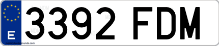 Ejemplo de matrícula de coche ordinaria 3392 FDM