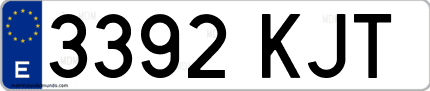Ejemplo de matrícula de coche ordinaria 3392 KJT